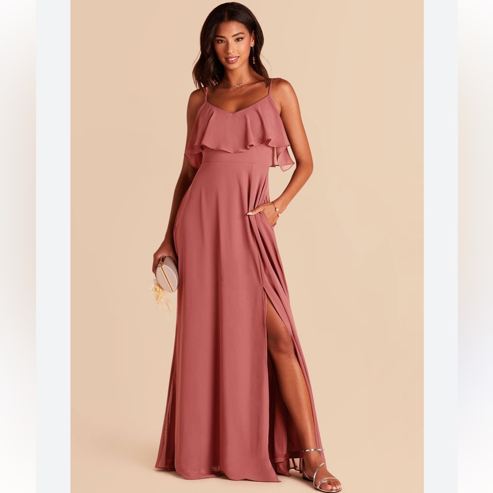 Birdy Grey Maxi Dress Large English red rose, Formal Bridesmaid Gown Pockets